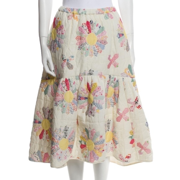 Sea New York Linden Patchwork Quilted Ruffle Hem Midi Skirt - Picture 14 of 16